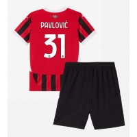 Echipament fotbal AC Milan Strahinja Pavlovic #31 Tricou Acasa 2024-25 pentru copii maneca scurta (+ Pantaloni scurti)